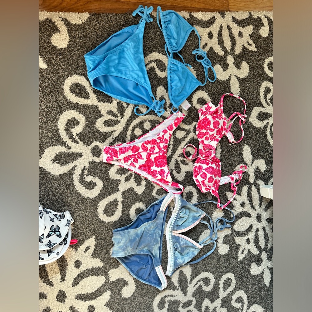 Bundle of bikini tops and bottoms - 3 tops and 3 bottoms